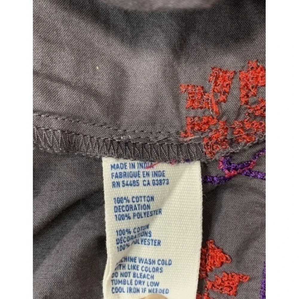 American Eagle Embroidered Hem Tiered Mini Skirt Womens L Gray Pink Y2K Summer